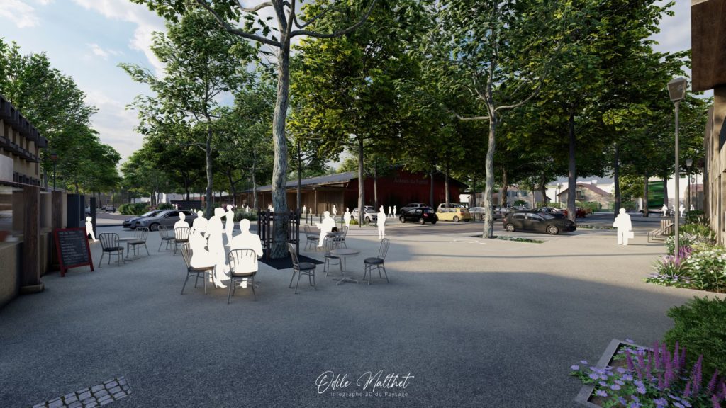 Maquette numérique 3D de la place et halle de Nérac (47) : Odile MALTHET