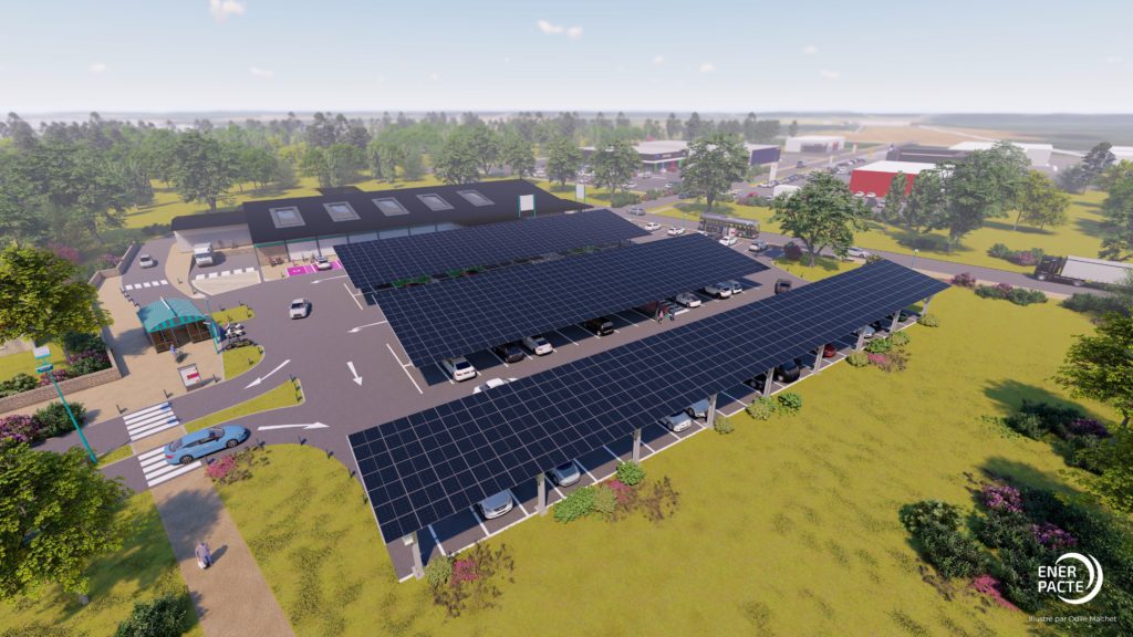 Simulation d'ombrières photovoltaïques sur un parking